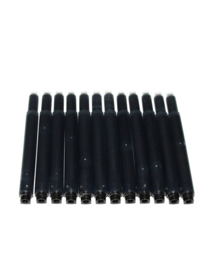 Pack of 12 Deluxe Ink Cartridges For Wing Sung Fountain Pens (Black)